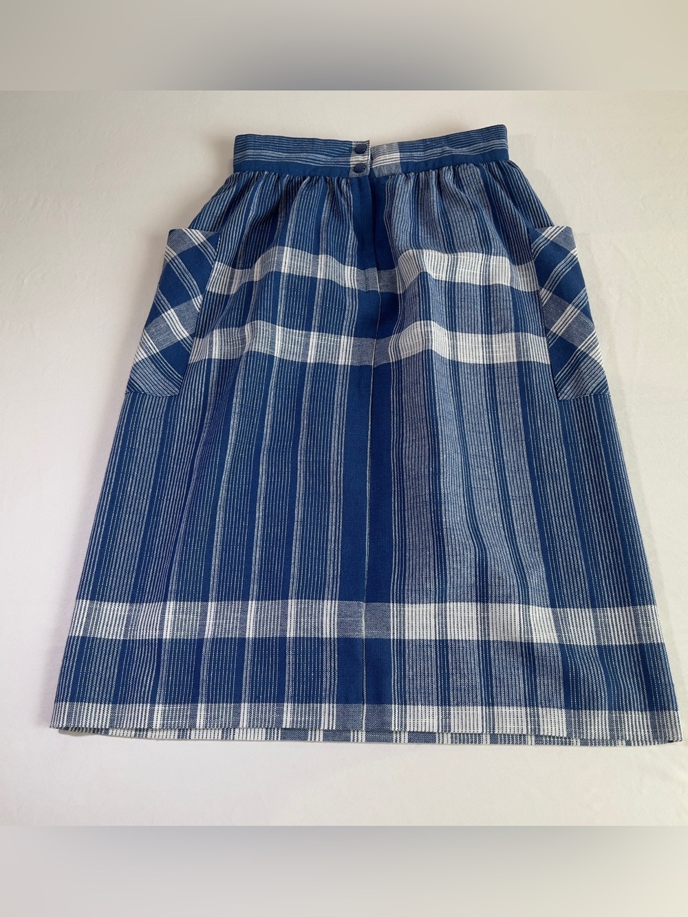 Vintage Cottage core Blue and White Plaid High Waisted Skirt - Picture 3 of 5